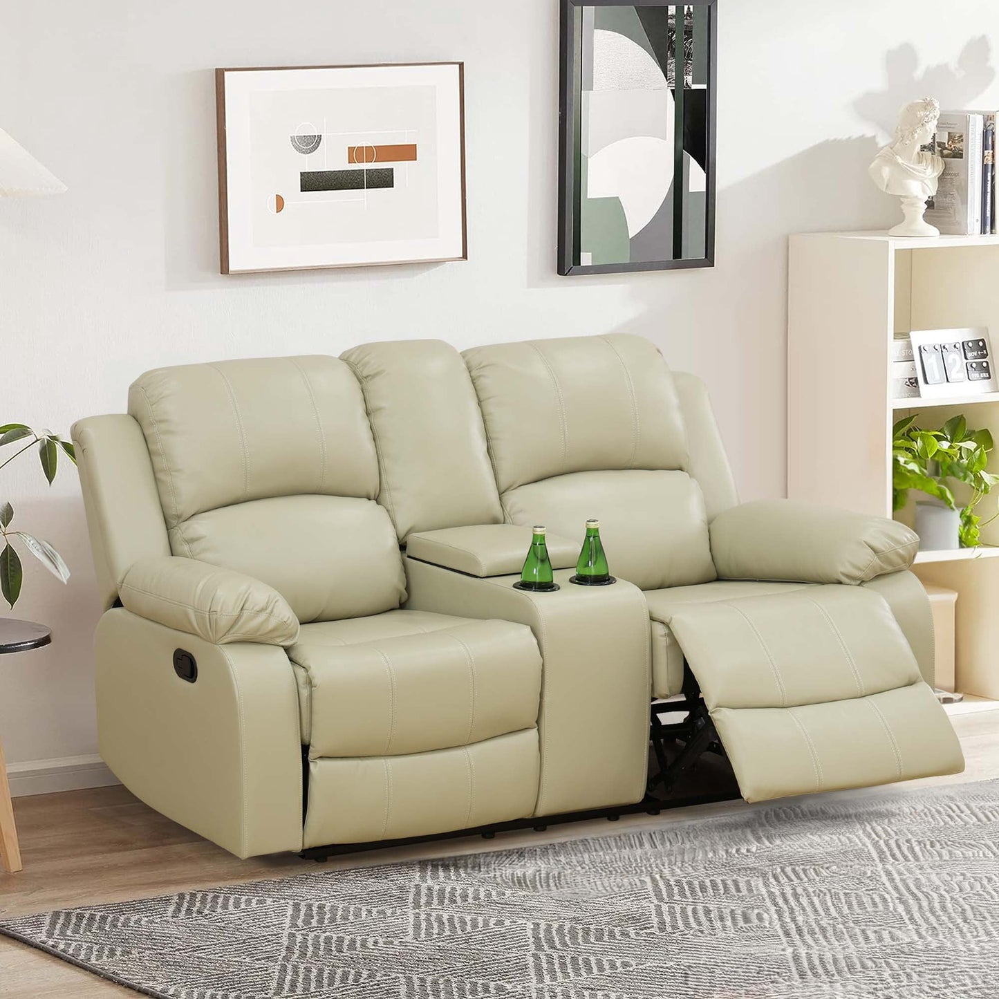 Rowe Leather Recliner Loveseat With Console