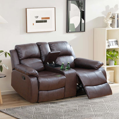 Rowe Leather Recliner Loveseat With Console