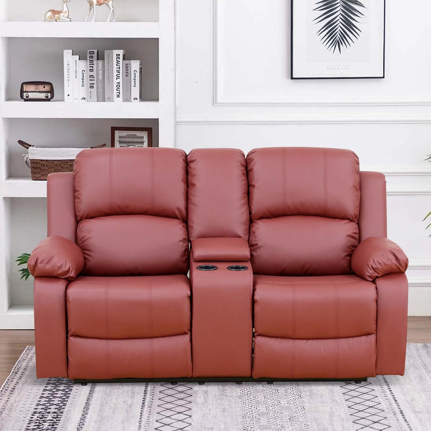 Rowe Leather Recliner Loveseat With Console