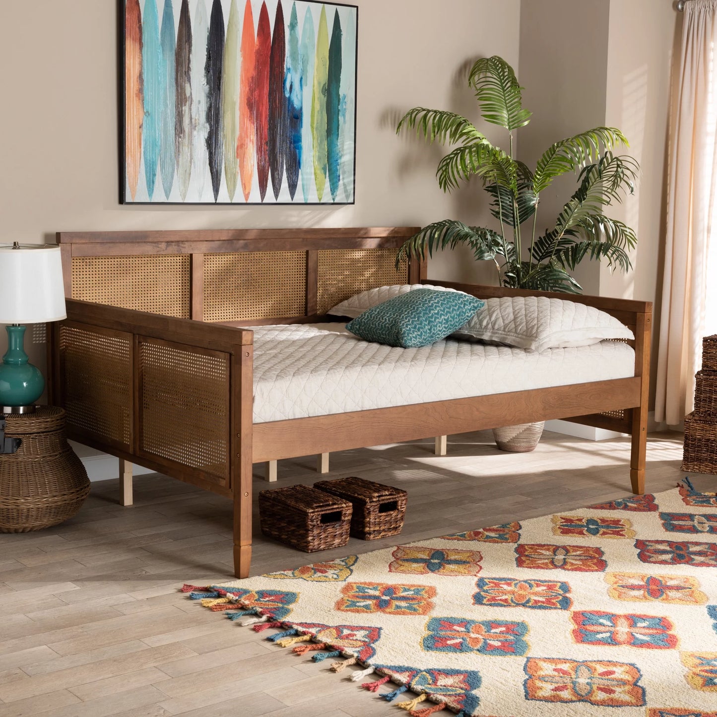 Louie Full Wooden Rattan Daybed