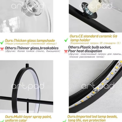 Artpad Black LED Pendant Chandelier with G9 Bulb