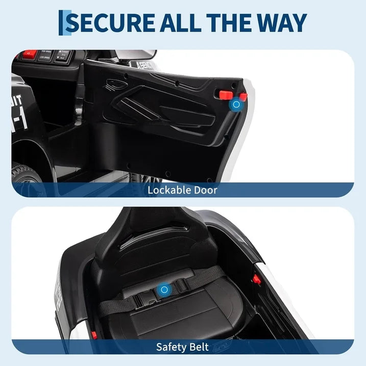 12V Electric Ride On Police Car W/ Remote Control Canva Home