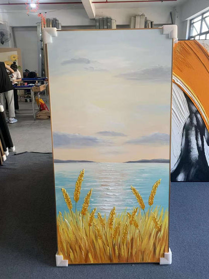 Sunset Pampas Grass Oil Painting