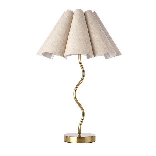 KUNJOULAM Small Table Lamp with Umbrella Fabric Shade, Modern Desk Lamp for Bedroom or Home Office Decor