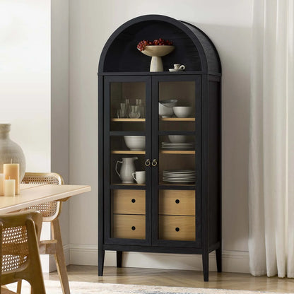 Coral Black Arched Storage Display Cabinet