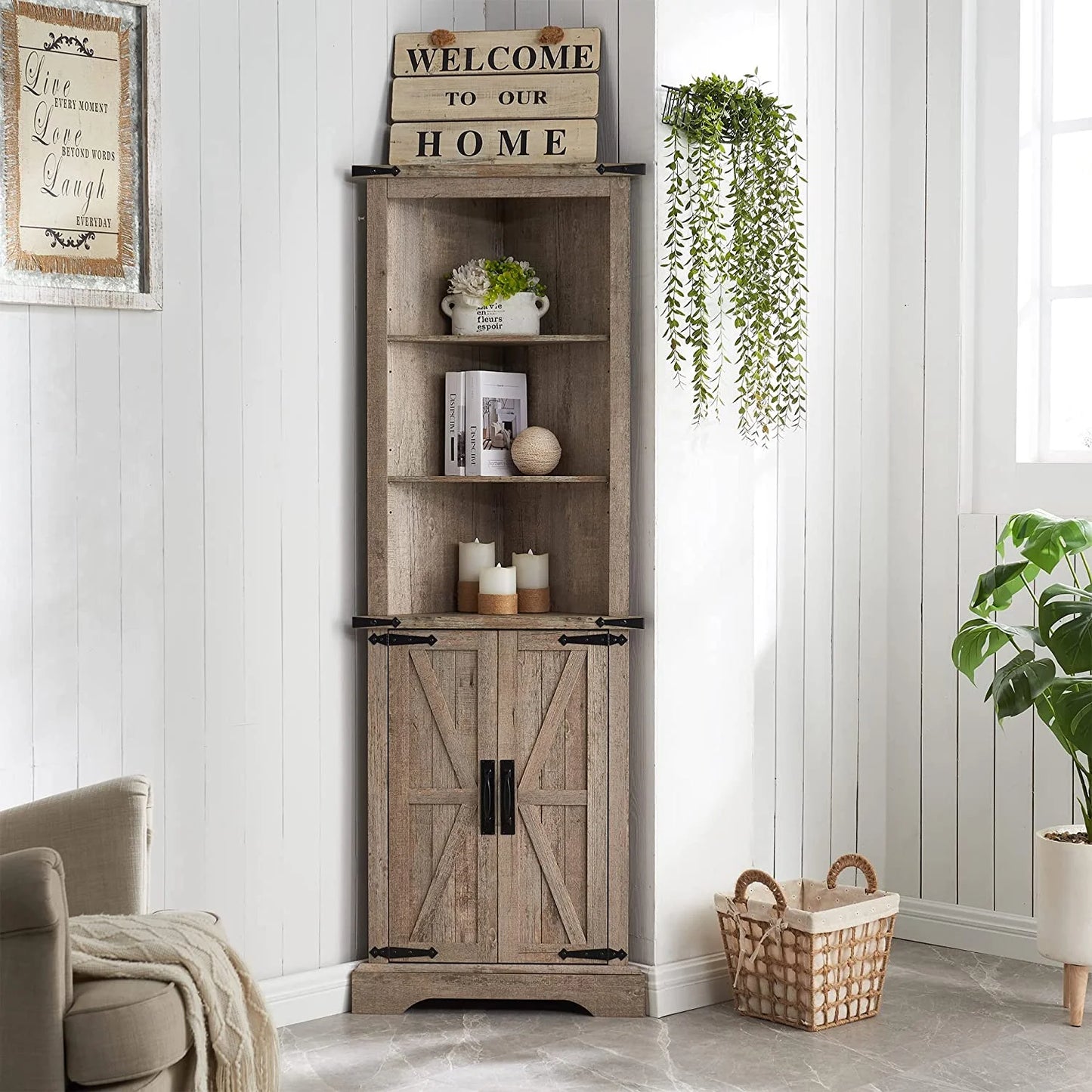 Hoover Tall Corner Kitchen Pantry Cabinet