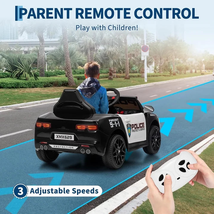 12V Electric Ride On Police Car W/ Remote Control Canva Home