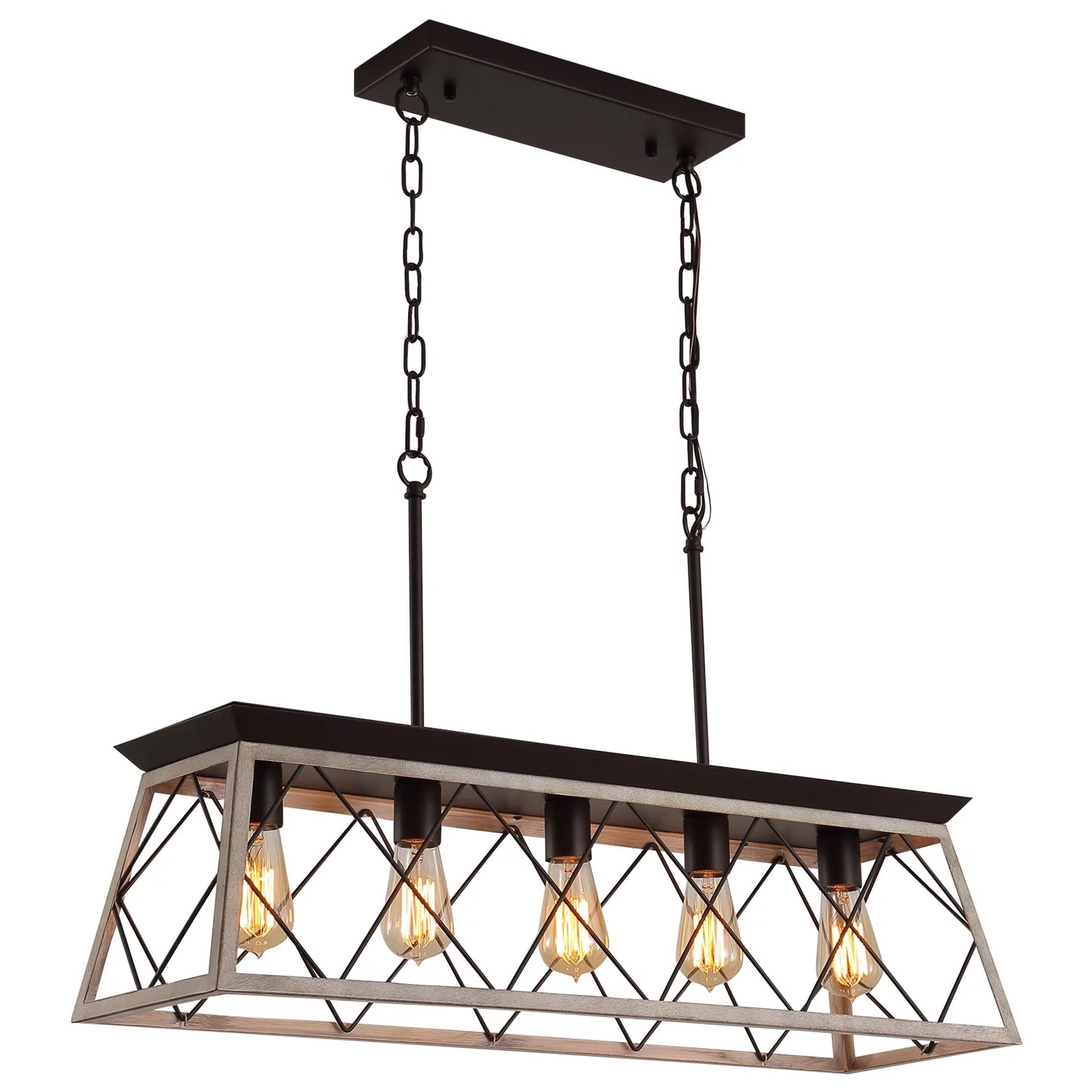 5 Lights Linear Farmhouse Dining Room Chandelier