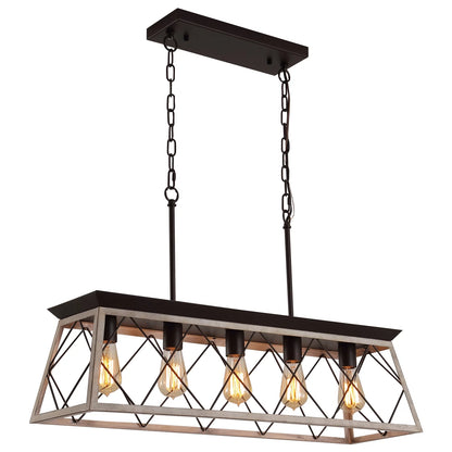 5 Lights Linear Farmhouse Dining Room Chandelier