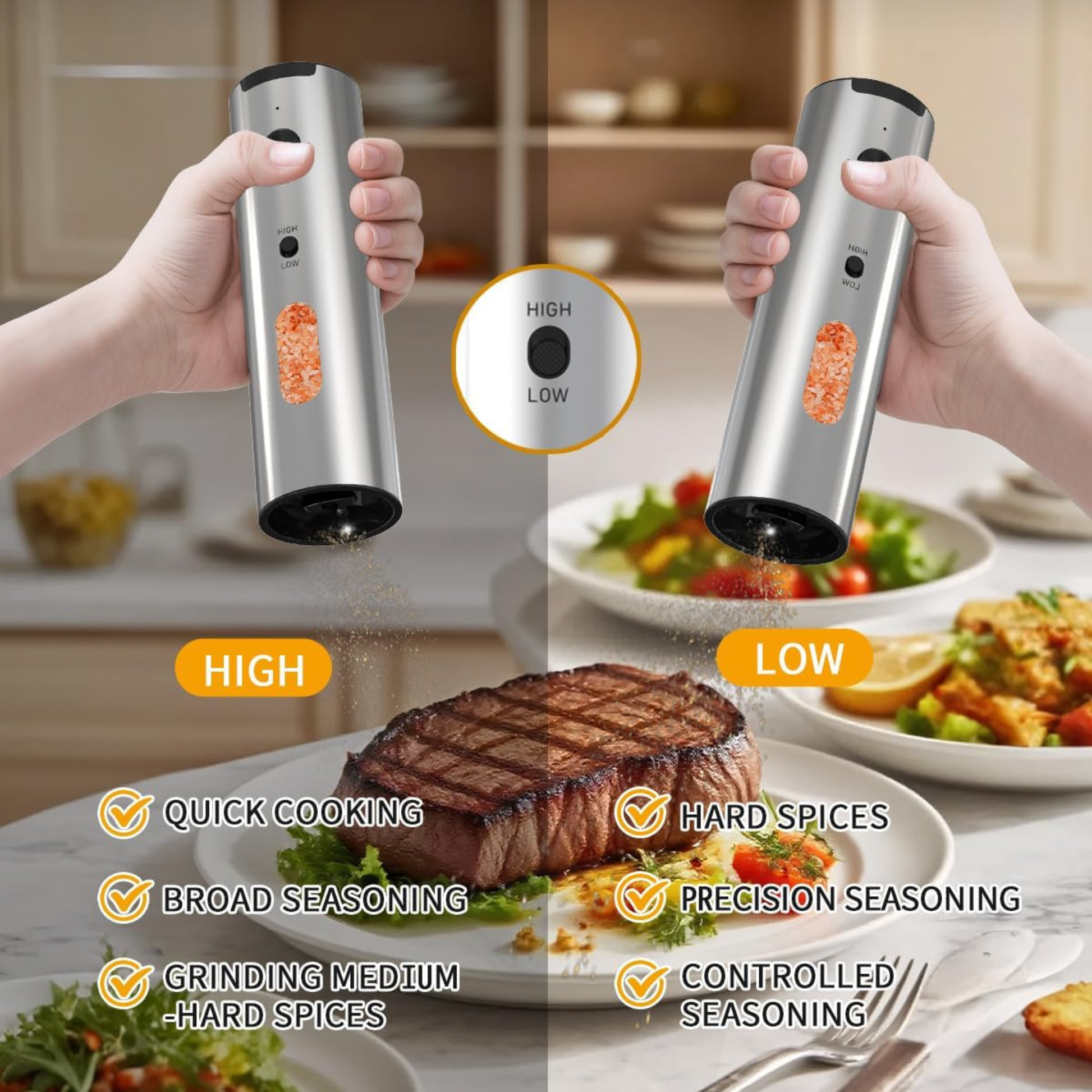 Rechargeable Electric Salt and Pepper Grinder Set - Canva Home