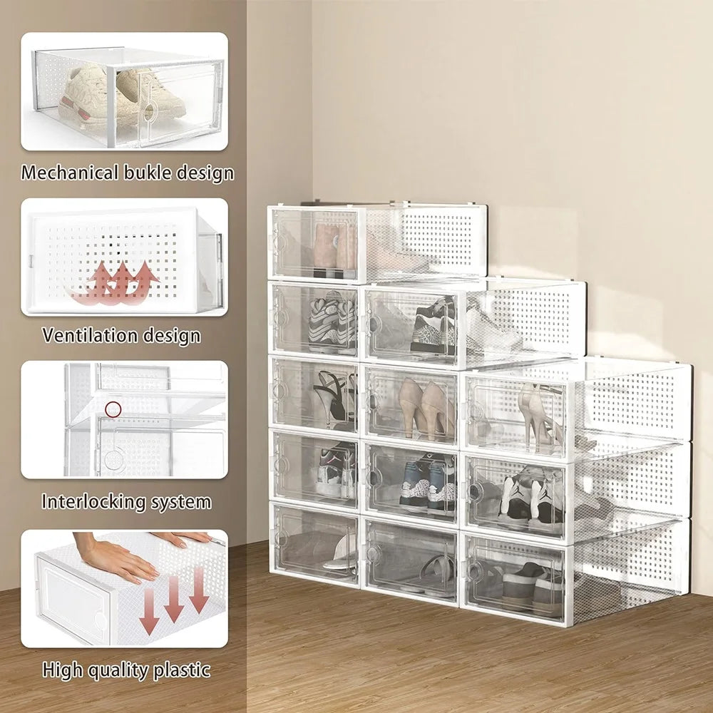 Tilly 12-Pack Clear Stackable Shoe Boxes