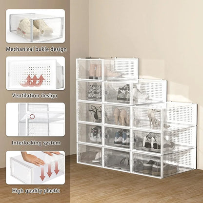 Tilly 12-Pack Clear Stackable Shoe Boxes