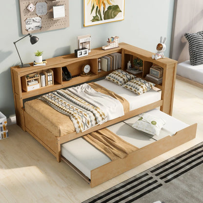 Porter Twin Wood Trundle Daybed With Storage