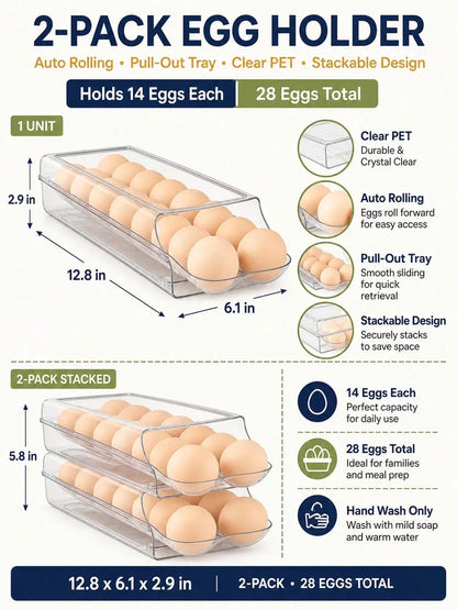 Nell 2-Pack Rolling Fridge Egg Drawer