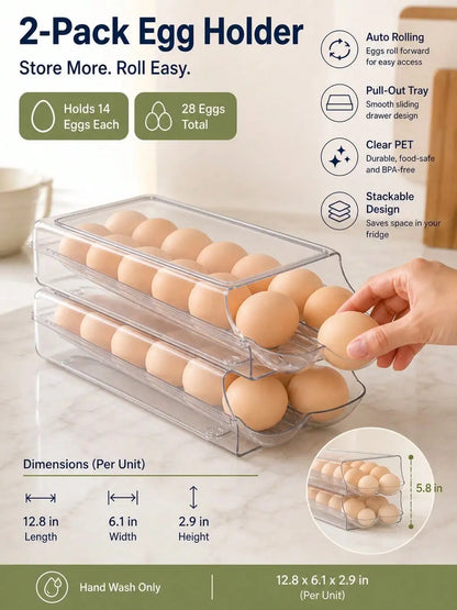 Nell 2-Pack Rolling Fridge Egg Drawer