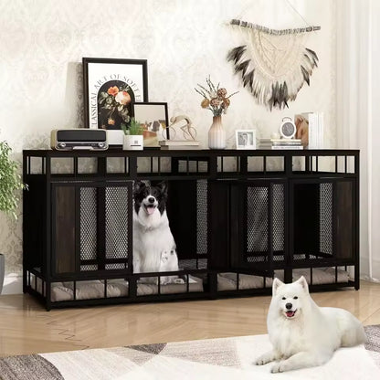 71" Flynn Double Dog Crate Furniture For 2 Dogs