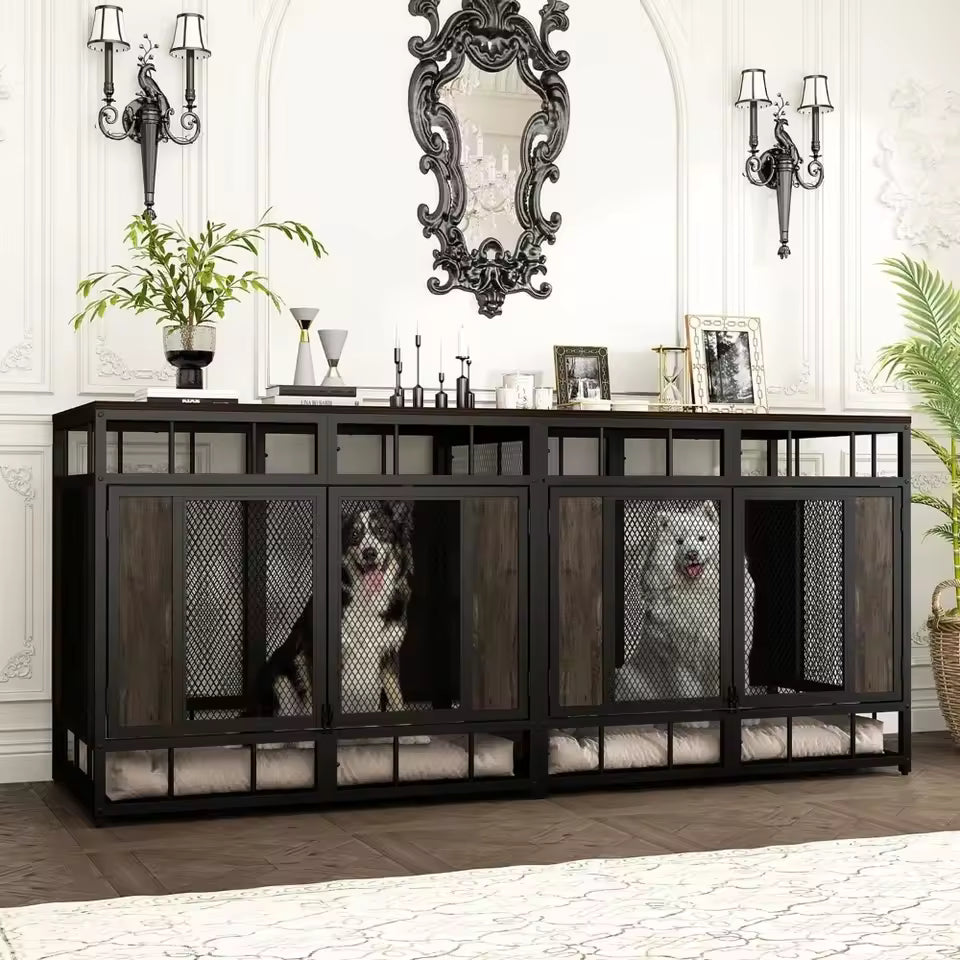 71" Flynn Double Dog Crate Furniture For 2 Dogs