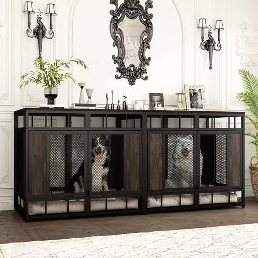 71" Flynn Double Dog Crate Furniture For 2 Dogs