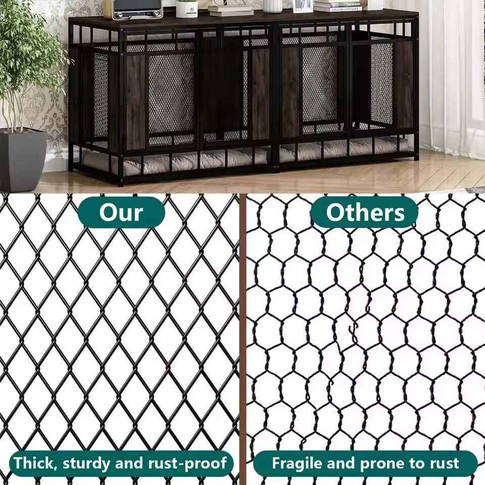 71" Flynn Double Dog Crate Furniture For 2 Dogs