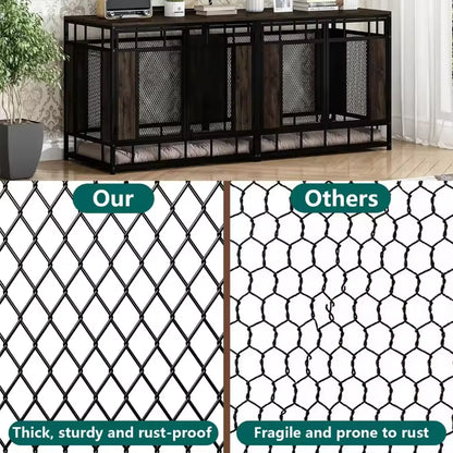 71" Flynn Double Dog Crate Furniture For 2 Dogs