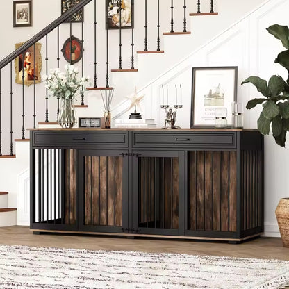 72.4" Orr Double Dog Crate Furniture For 2 Dogs