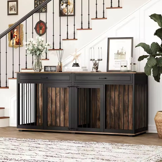 72.4" Orr Double Dog Crate Furniture For 2 Dogs