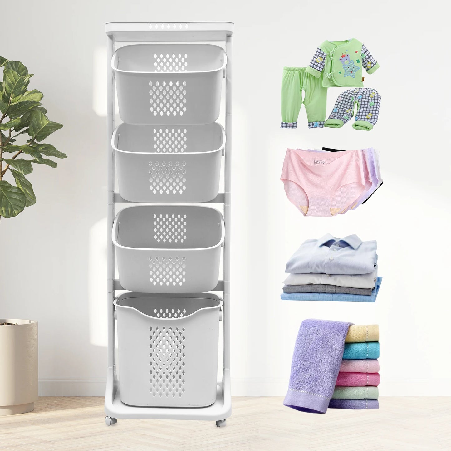 Selah 2/4-Tier Rolling Laundry Sorter Cart