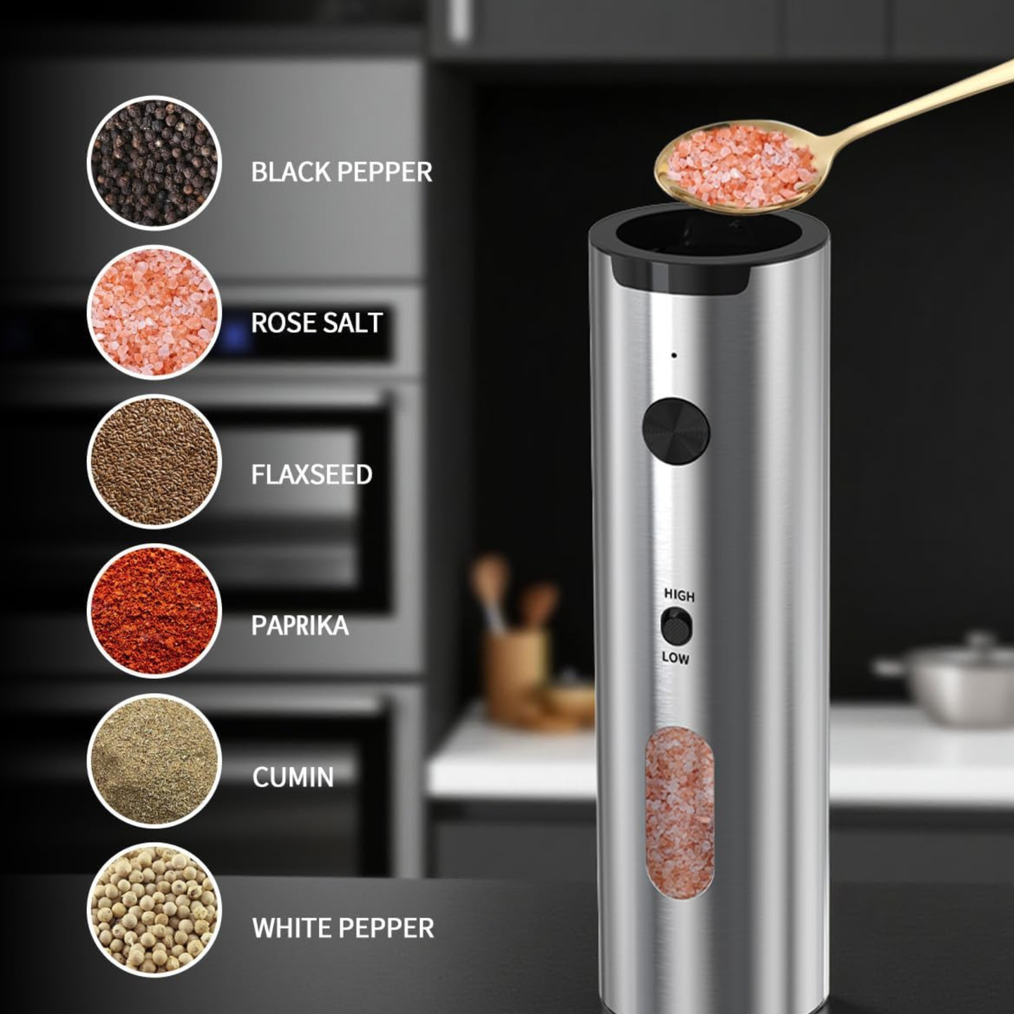 Rechargeable Electric Salt and Pepper Grinder Set - Canva Home