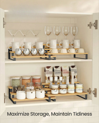 Oona 2-Pack Bamboo 3-Tier Shelf Risers