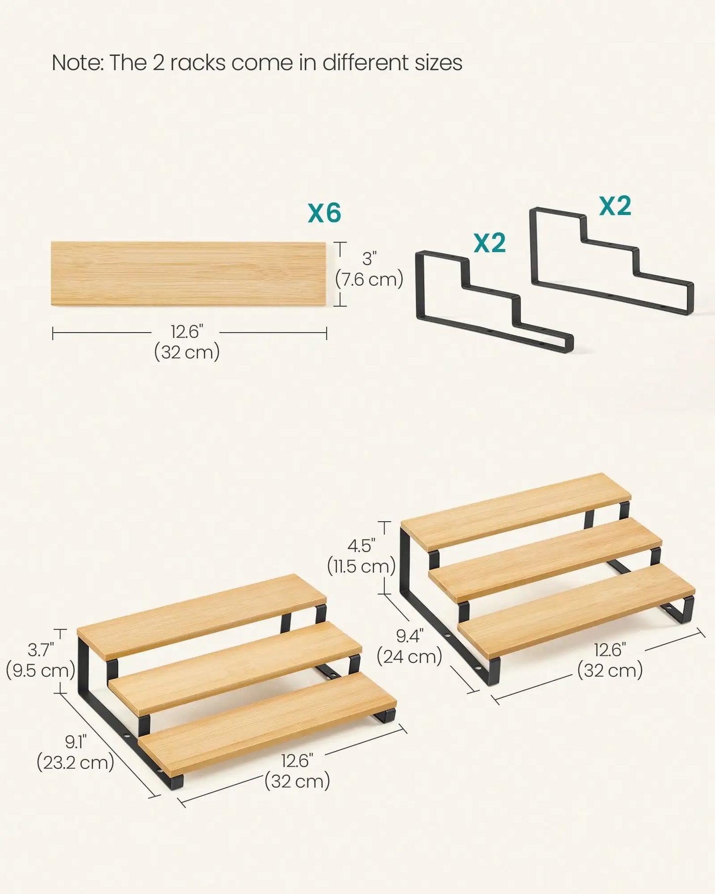 Oona 2-Pack Bamboo 3-Tier Shelf Risers
