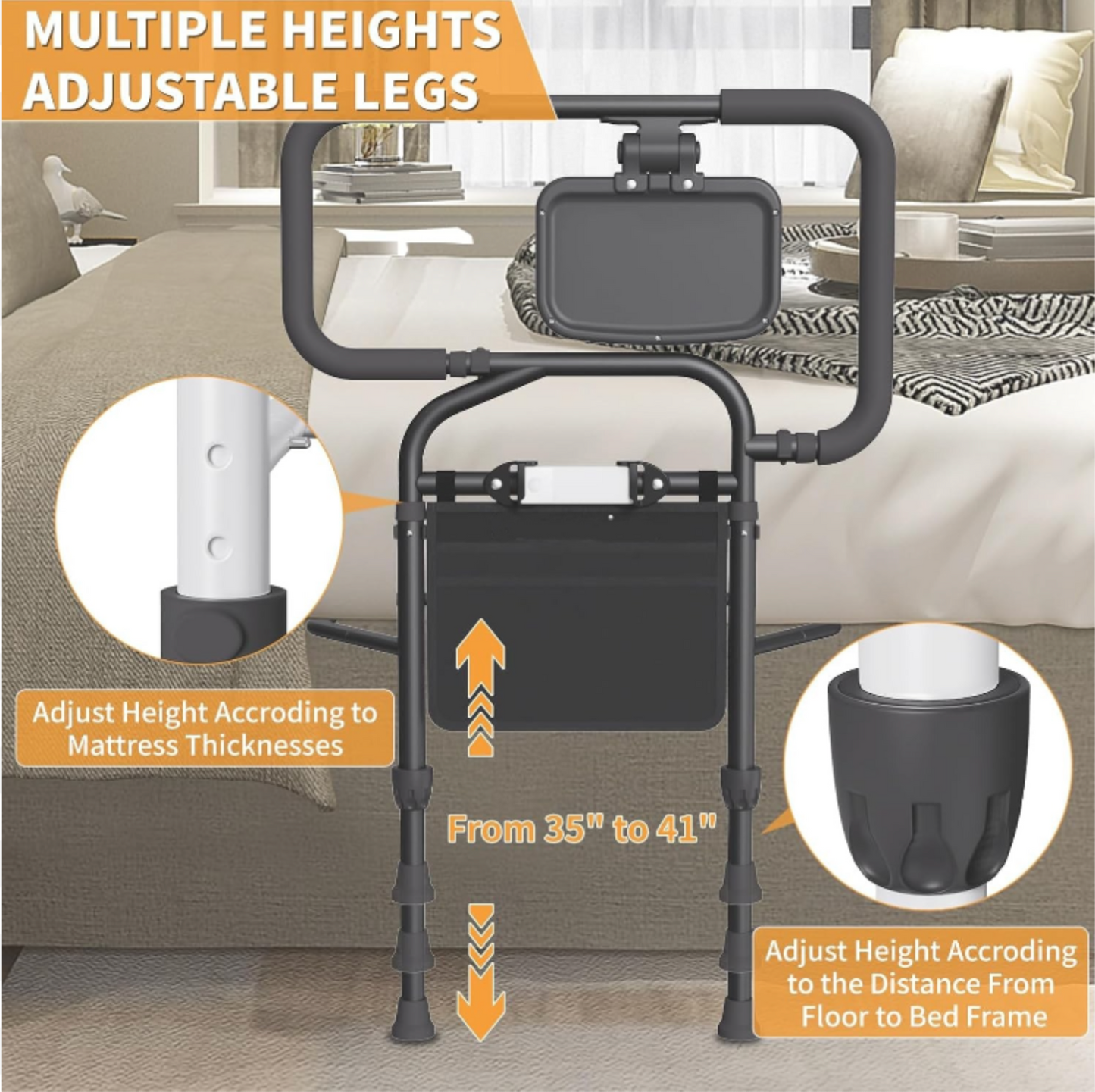 Senior Safety Bed Rail (Extendable Handle)