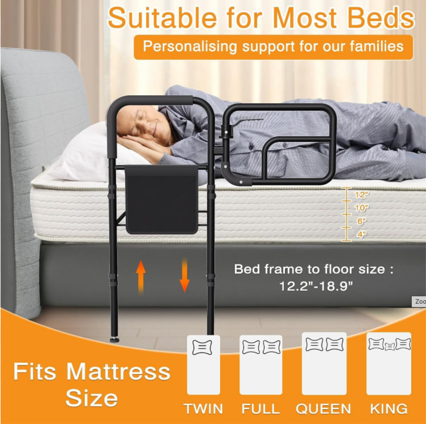 Senior Safety Bed Rail (Swing Handle)