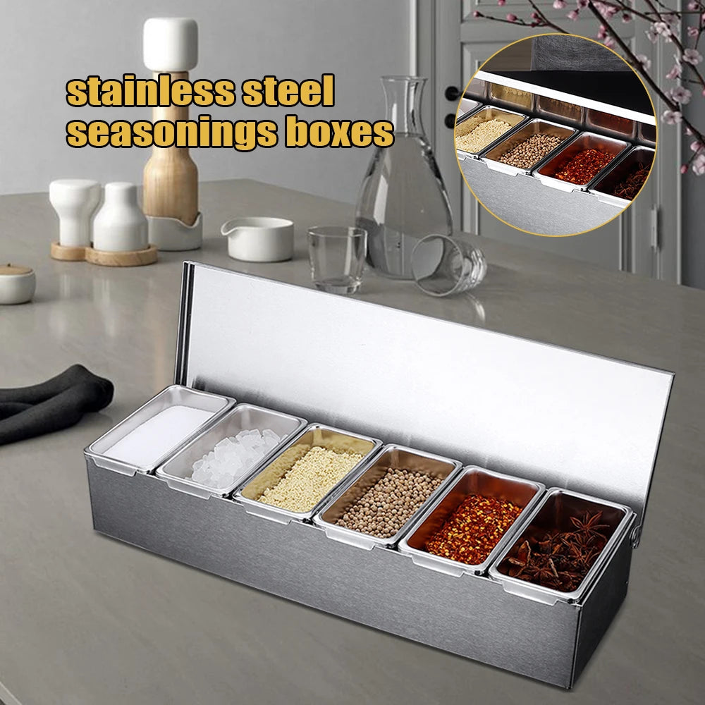 Odette Stainless 6-Grid Spice Box
