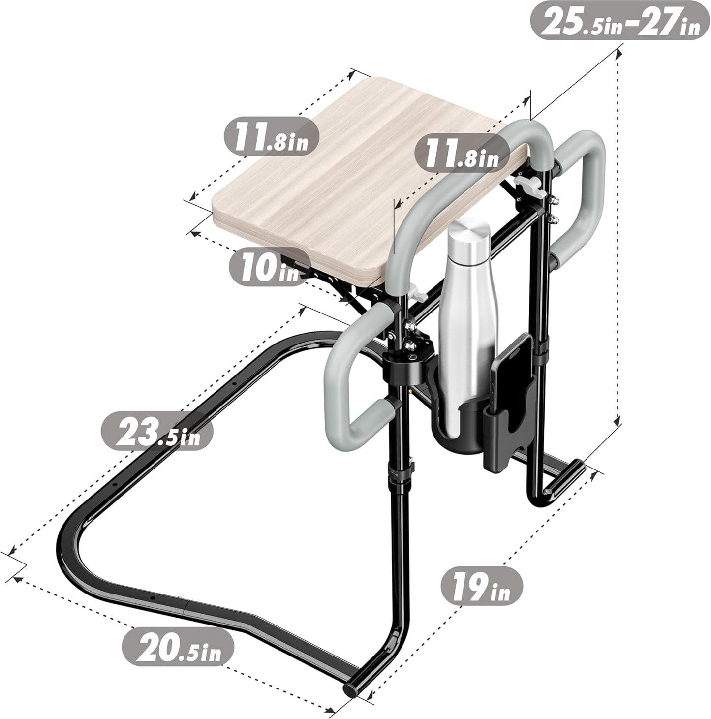 Senior Bed Assist Rail with Support Bar & Cup Holder