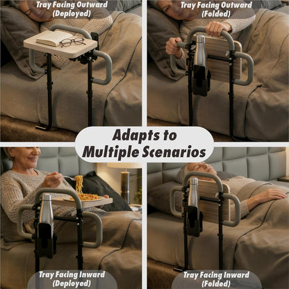 Senior Bed Assist Rail with Support Bar & Cup Holder