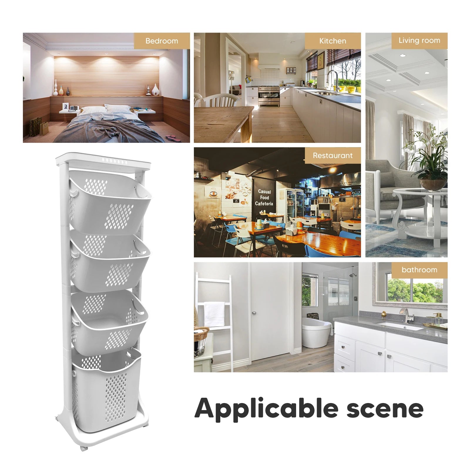Selah 2/4-Tier Rolling Laundry Sorter Cart