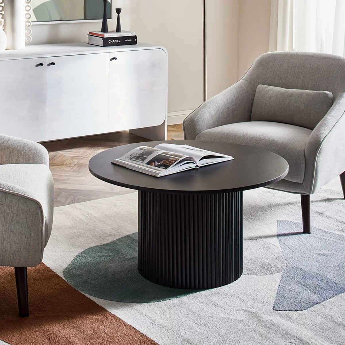 Arran Round Modern Farmhouse Coffee Table