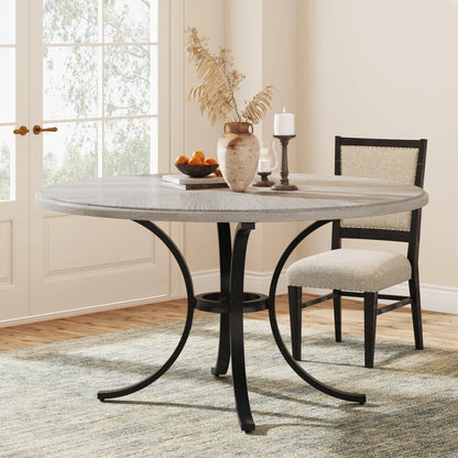 Awais Round Rustic Farmhouse Dining Table For 4