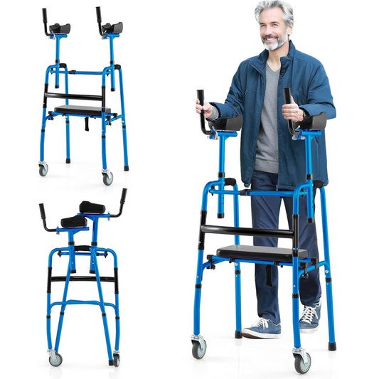 Senior Lightweight Upright Mobility Walker With Seat