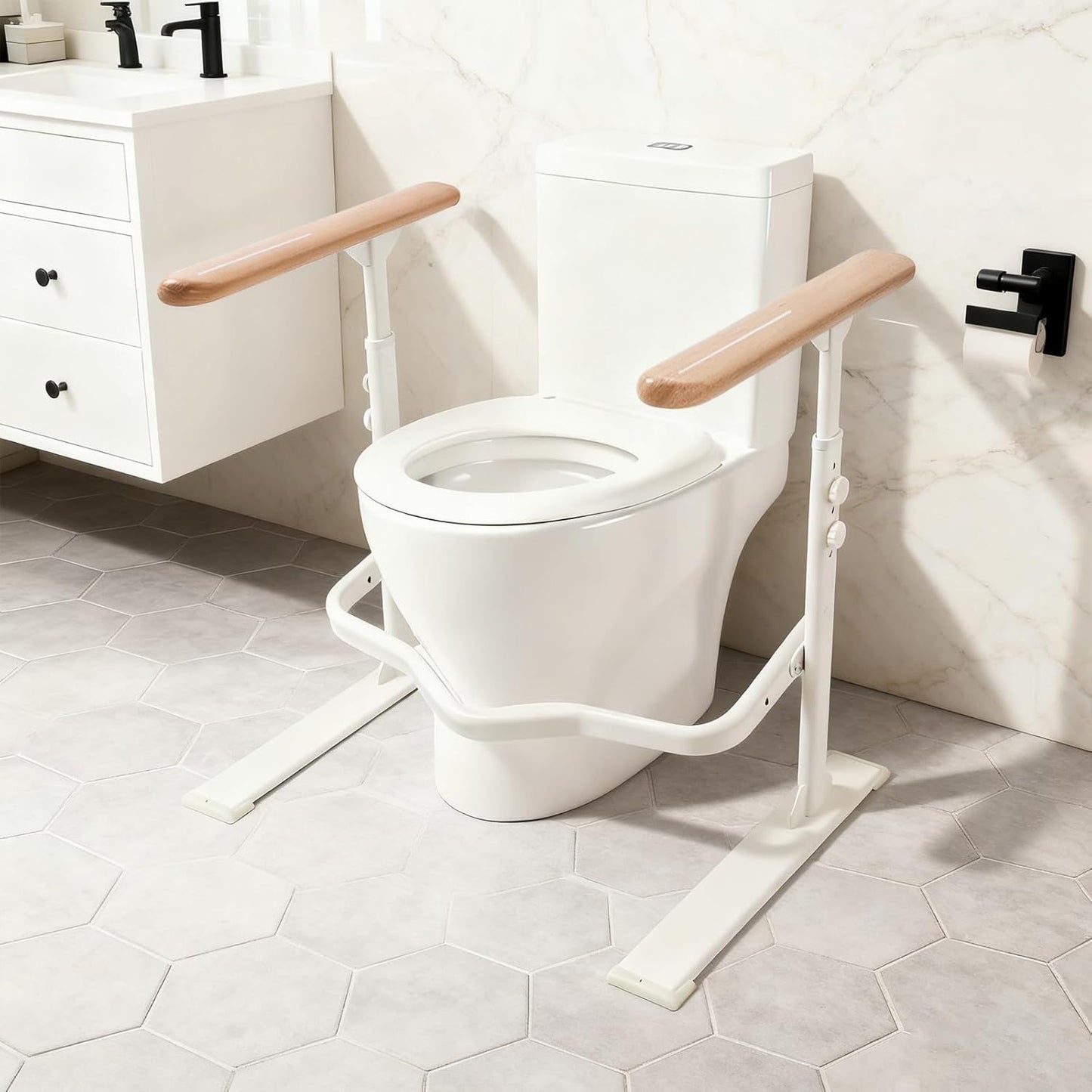 Flip Up Toilet Safety Frame Rails Orange