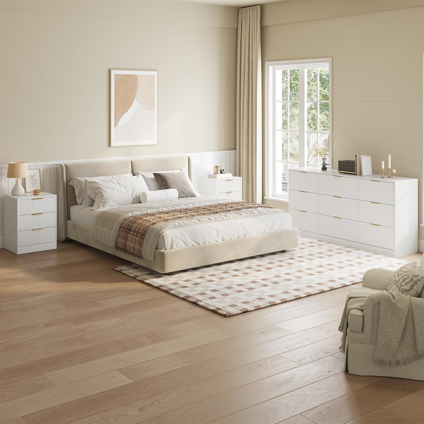 9 Drawer Fluted Dresser & Nightstand Set 3-Piece - Canva Home
