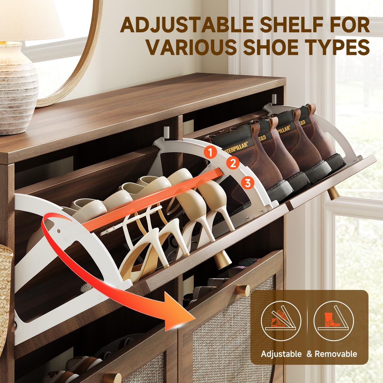 Arched Rattan Accent Shoe Storage - Canva Home