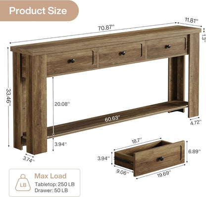 70.9" TV Stand for TVs up to 80 Inches with 3 Drawers - Canva Home