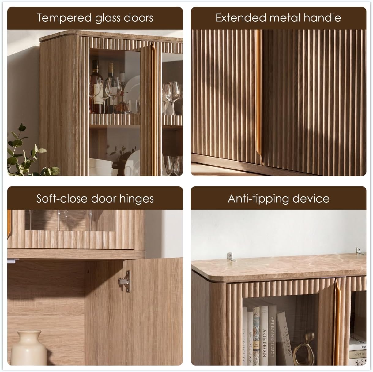 77" Tall Storage Cabinet with Glass Doors