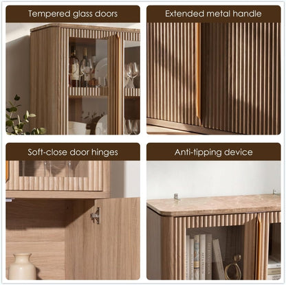 77" Tall Storage Cabinet with Glass Doors