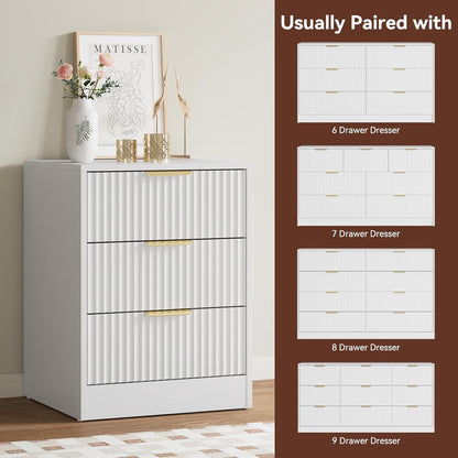 9 Drawer Fluted Dresser & Nightstand Set 3-Piece - Canva Home