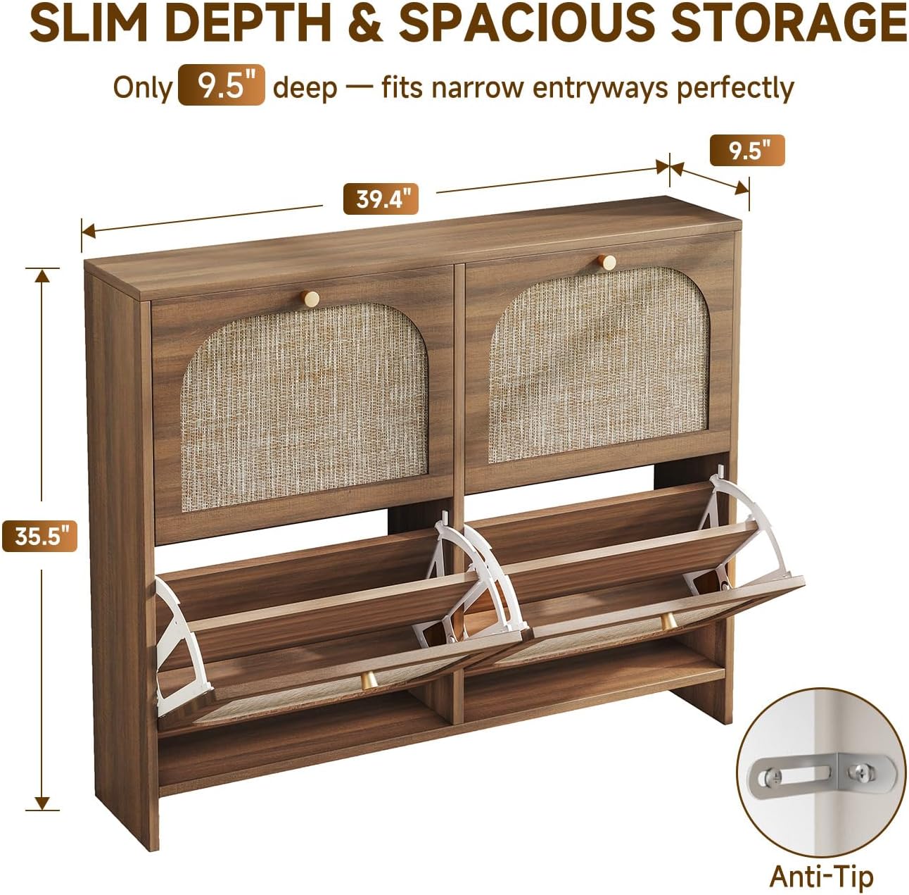 Arched Rattan Accent Shoe Storage - Canva Home