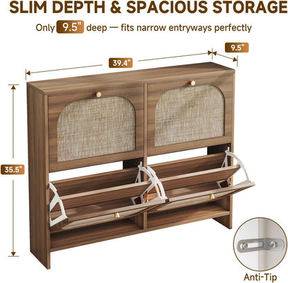 Arched Rattan Accent Shoe Storage - Canva Home