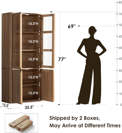 77" Tall Storage Cabinet with Glass Doors