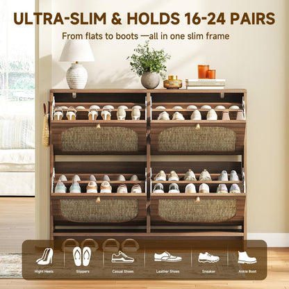 Arched Rattan Accent Shoe Storage - Canva Home
